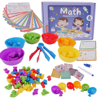 Zestaw Montessori Nauka Liczenia Kolorowe Figurki Karty Gra Edukacyjna Prez