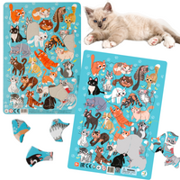 Puzzle Ramkowe "Koty" 53 Elementy Podstawka Układanka Edukacyjna Kotki