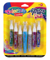 Brokat sypki w proszku + klej do dekoracji colorino klej brokatowy 6 kol