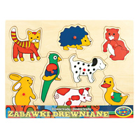 UKŁADANKA DREWNIANA EDUKACYJNA ZWIERZĘTA DOMOWE DLA DZIECI ROZWIJAJĄCA