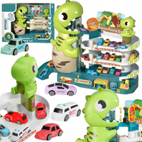 Zestaw Parking Trzypoziomowy Samochody Mata Dinozaury Winda Rampa Autka XXL