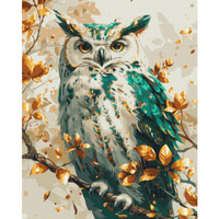 Malowanie po numerach BRUSHME 40x50 cm Gold Szmaragdowa Sowa