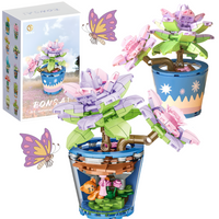 Zestaw Klocki Kwiaty W Doniczce 3D Dwustronna Doniczka Kotek Rośliny