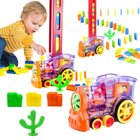 KOLEJKA POCIĄG LOKOMOTYWA UKŁADAJĄCA KLOCKI DOMINO