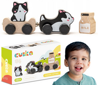 ZESTAW DREWNIANE KOTKI NA KÓŁKACH MAGNESY JEŹDZIKI