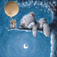 Karnet okolicznościowy Miś na gałęzi z prezentem i balonem 152x152