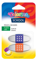 COLORINO - GUMKA DO ŚCIERANIA Z UCHWYTEM 2 SZTUKI "KROPKI" - BLISTER