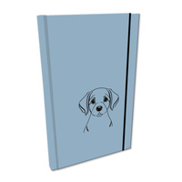 Notes A5 gładki z gumką Soft Touch lakier UV pies labrador niebieski
