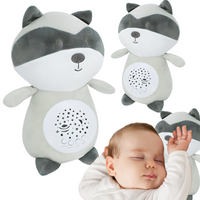 Interaktywny Przytulanka Szop Pracz Projektor Gwiazd Kołysanki Sen Z Szumem