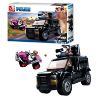 KLOCKI SLUBAN POLICJA CZARNY SAMOCHÓD SWAT + QUAD PRZESTĘPCY 293 EL