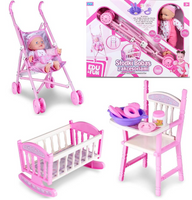 LALKA BOBAS WÓZEK ŁÓŻECZKO KRZESEŁKO ZESTAW 4w1