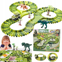 Tor Wyścigowy Dinozaury Zestaw Park Przeszkód Autko Figurki Klocki 120El