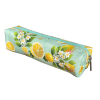 Piórnik szkolny młodzieżowy prostokąt kostka Cytrusowe Kwiaty