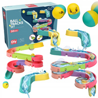 DUŻA ZJEŻDŻALNIA DO KĄPIELI TOR ZABAWKA DO WANNY WODNY KULKOWY ZESTAW WODY