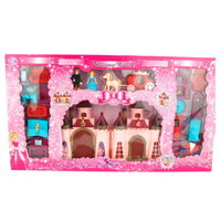 Interaktywny zamek dla lalek światło dźwięk figurki meble w pudełku