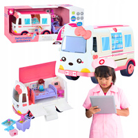 Karetka Ambulans Zestaw Lekarz Pacjent Rozkładana Zabawka Prezent