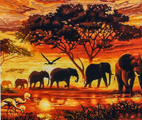 OBRAZ MALOWANIE PO NUMERACH PREZENT SŁONIE + RAMA