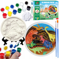 PODSTAWA GIPSOWA DO MALOWANIA DINOZAURY MAŁY ARTYSTA FARBKI + AKCESORIA