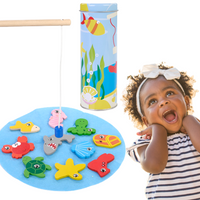 DREWNIANIA GRA ŁOWIENIE RYBEK WĘDKA MAGNES PLANSZA