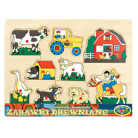 UKŁADANKA DREWNIANA FARMA ZWIERZĘTA EDUKACYJNA ZABAWKA DLA DZIECI DREWNIANA