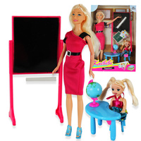 LALKA NAUCZYCIELKA Z UCZNIEM + TABLICA + KREDA