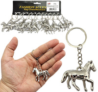 Brelok koń metalizowany 12 sztuk zestaw ozdobnych breloczków koników