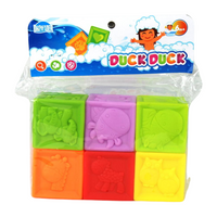 Klocki gumowe zestaw 6 sztuk dla dzieci edukacyjne elastyczne kolorowe