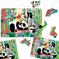 Puzzle Ramkowe "Pandy" 21 Elementów Podstawka Układanka Edukacyjna Zestaw