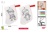 Skarpeta świąteczna do malowania z flamastrami Elf i Pingwin 1szt.mix