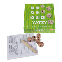 Gra Yatzy z drewnianymi kośćmi