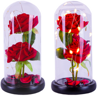 WIECZNA RÓŻA W SZKLE ŚWIATEŁKA LED WALENTYNKI HQ