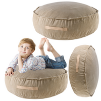  Pufa Dziecięca Okrągła Sztruksowa Piaskowa Zdejmowany Pokrowiec MeowBaby