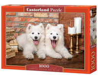 Puzzle 1000 Samoyed Puppies Say Hello CASTOR Castorland