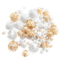 POMPONY POLIESTROWE METALIZOWANE, SREBRNE I ZŁOTE MIX, 100 SZT.