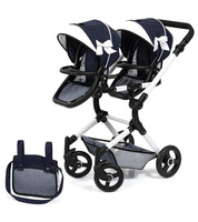 Wózek dla lalek bliźniaczych Twin Neo niebieski Bayer Design