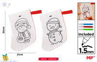 Skarpeta świąteczna do malowania z flamastrami Mikołaj lub Bałwanek 1szt.mix