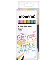 Dwustronne pisaki z końcówkami pędzelkowymi Color Twin Brush Dessert Pastel 6 kolorów