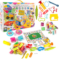 Bogaty Zestaw Kolorowej Ciastoliny Motyw Samochody Akcesoria Foremki