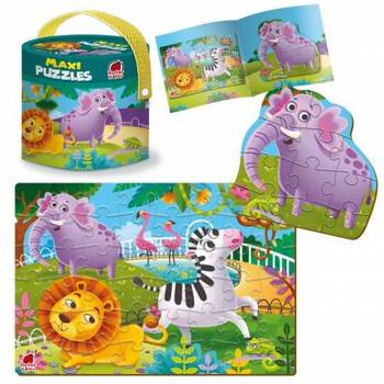 Gra Edukacyjna Maxi Puzzle 2w1 Zoo Obrazki Układanka Roter Kafer  60 Elem