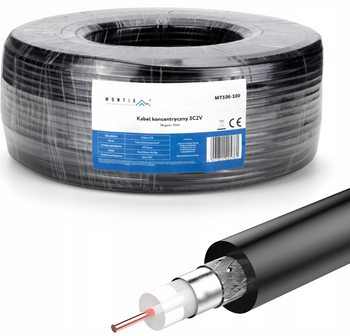 Kabel koncentryczny 3C2V 100m  MT106-100 czarny