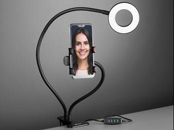 Lampa Tracer RING 8,5cm 48LED z uchwytem na telefon