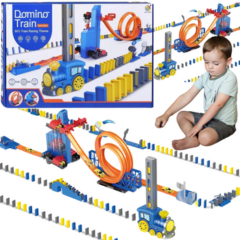 Pociąg Lokomotywa Kolejka Układająca Domino Zabawka Logiczna Klocki Duża