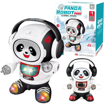 Robot Panda W Słuchawkach Interaktywna Zabawka Dla Dzieci Muzyka I Światła