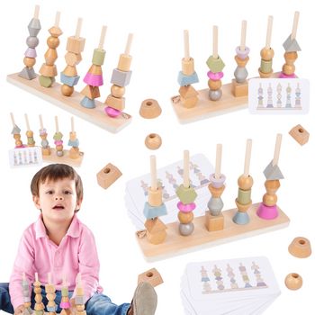 Układanka Drewniana Edukacyjna Montessori Różne Kształty Kolorowe Figury