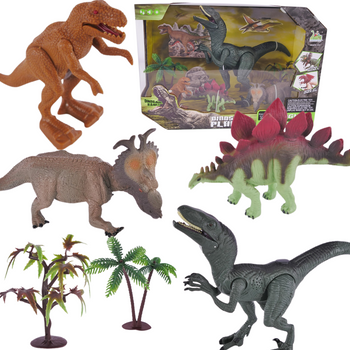 Zestaw Figurek Dinozaurów Dinozaury Drzewka Światło Dźwięk Dla Dzieci